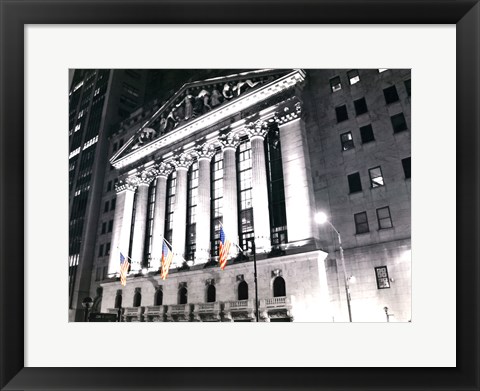 Framed New York Stock Exchange at Night Print