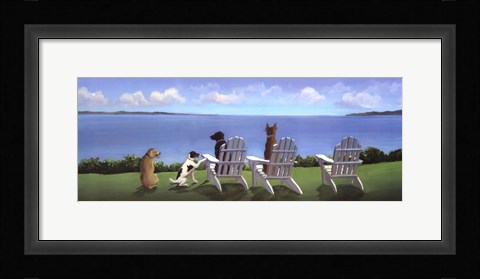 Framed Pups with a View Print