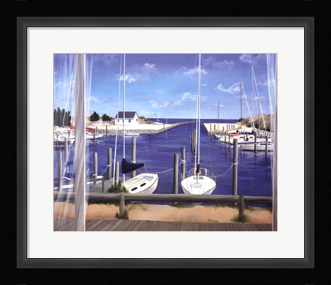 Framed Window on Deon Harbor Print
