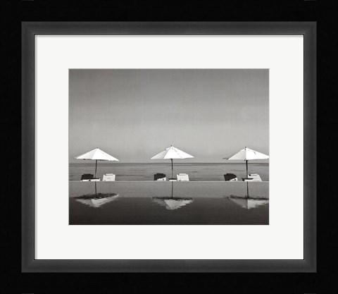 Framed Umbrellas by the Sea Print