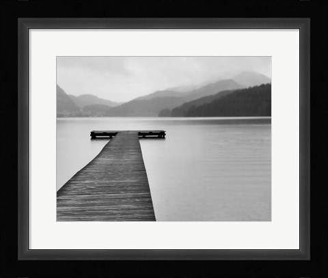 Framed Solitude at the Pier Print