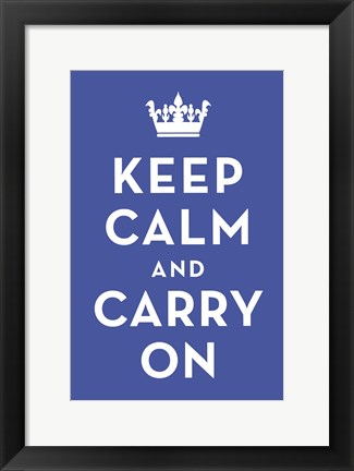 Framed Keep Calm and Carry On (Light Blue) Print