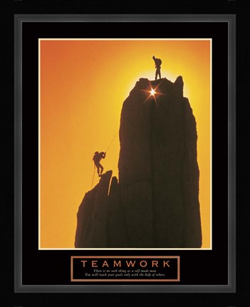 Framed Teamwork-Sunset Climbers Print