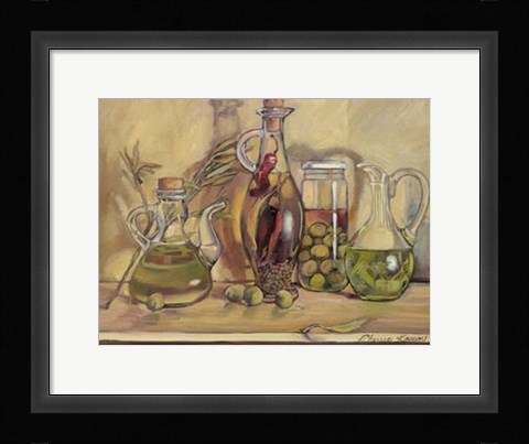 Framed Olive Oil Bottles Print