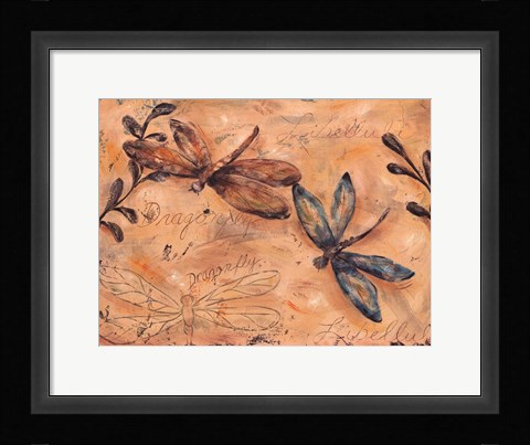 Framed Fluttering Dragonflies Print