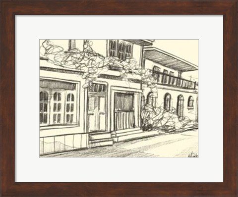 Framed B&amp;W Sketches of Downtown III Print