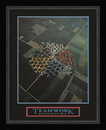 Framed Teamwork-Skydivers Print