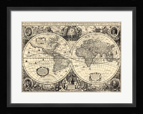 Framed Vintage World Map - Orbis Geographica Print