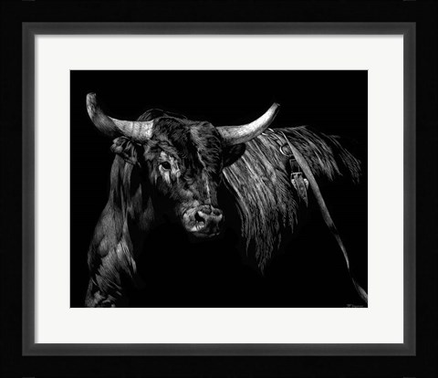 Framed Brindle Rodeo Bull Print