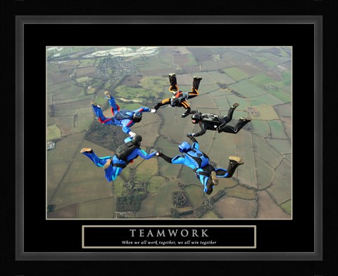 Framed Teamwork-Skydivers II Print