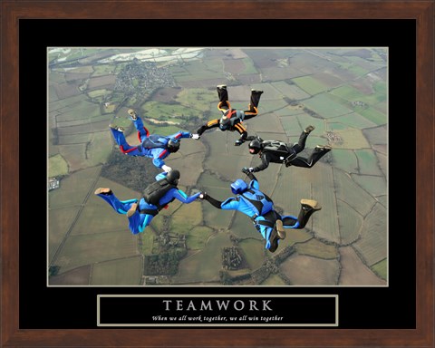 Framed Teamwork-Skydivers II Print