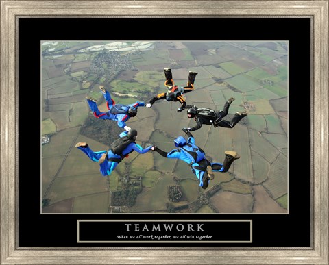 Framed Teamwork-Skydivers II Print