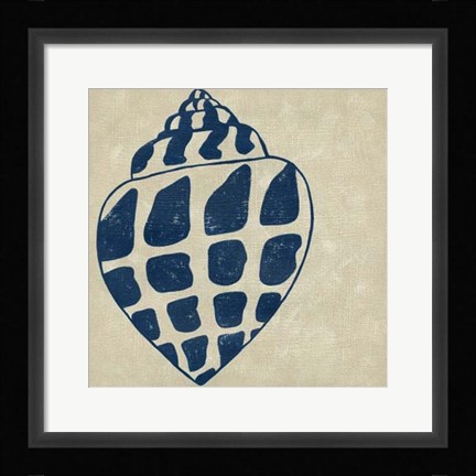 Framed Indigo Shell I Print