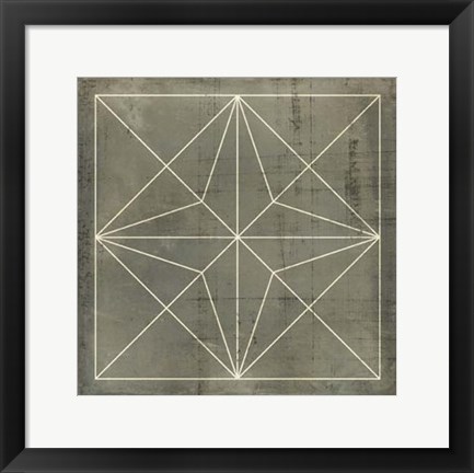 Framed Geometric Blueprint I Print