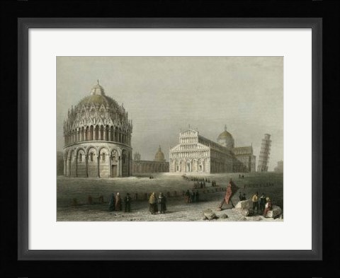 Framed Baptistry, Cathedral &amp;Leaning Tower Print