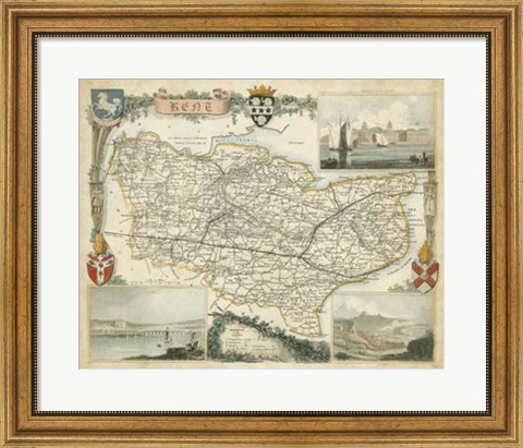 Framed Map of Kent Print