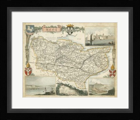 Framed Map of Kent Print