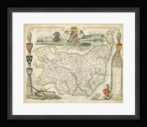 Framed Map of Suffolk Print
