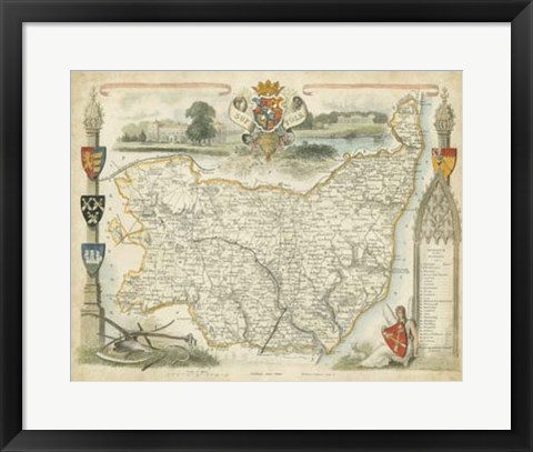 Framed Map of Suffolk Print