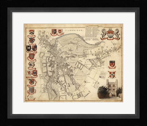 Framed Map of Cambridge Print