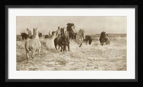 Framed Horses Bathing Print
