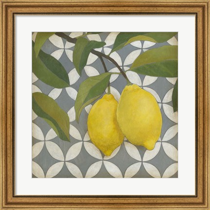 Framed Fruit and Pattern I Print