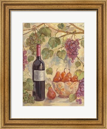 Framed Wine with Pears Print