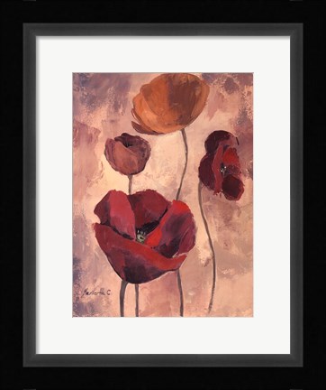 Framed Textured Poppies I Print