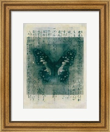 Framed Butterfly Calligraphy I Print
