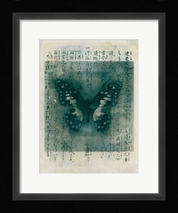 Framed Butterfly Calligraphy I Print