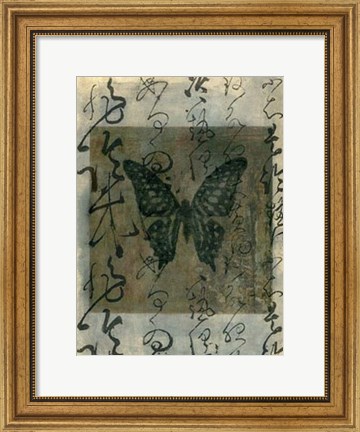 Framed Butterfly Calligraphy III Print