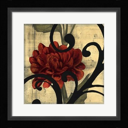 Framed Dahlias &amp; Scrolls I Print