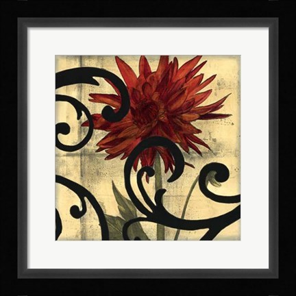 Framed Dahlias &amp; Scrolls II Print