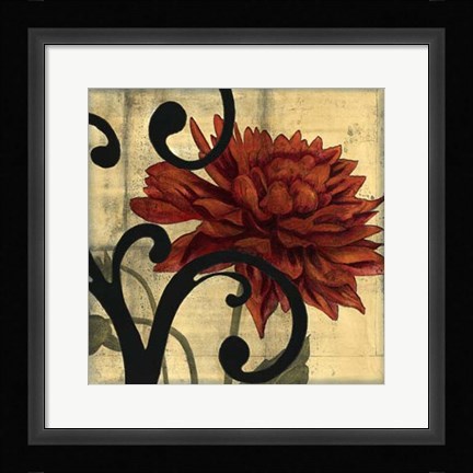 Framed Dahlias &amp; Scrolls IV Print