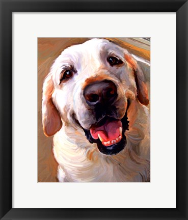 Framed Yellow Dog Smile Print