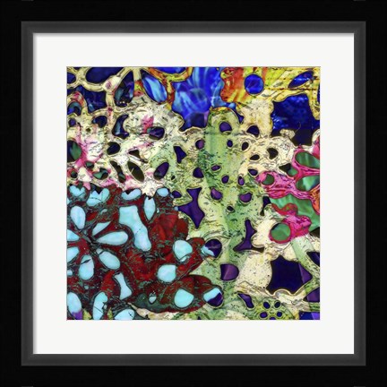 Framed Bejeweled Woodblock II Print