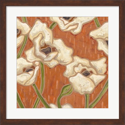 Framed Persimmon Floral I Print