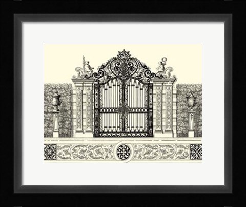 Framed B&amp;W Grand Garden Gate II Print