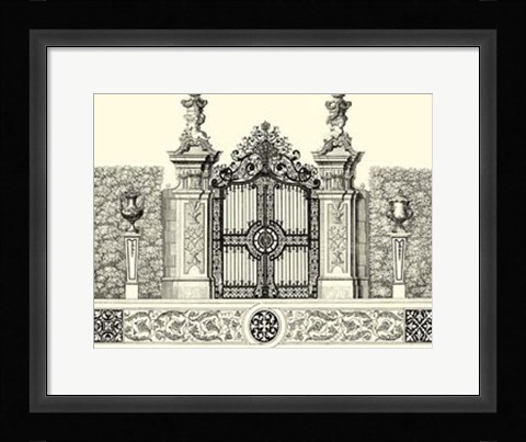 Framed B&amp;W Grand Garden Gate III Print