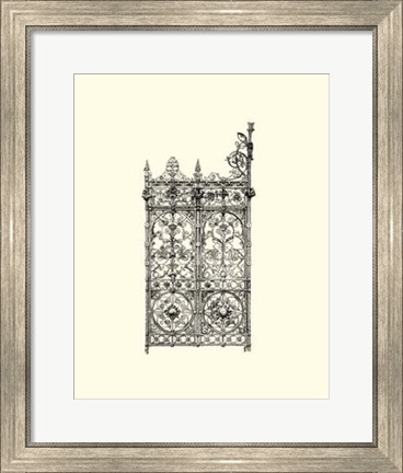 Framed B&amp;W Wrought Iron Gate V Print