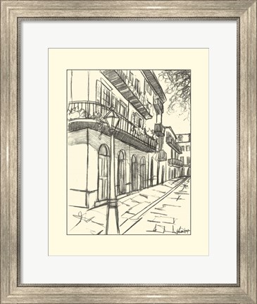 Framed B&amp;W Sketches of Downtown I Print