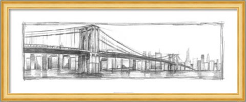 Framed Brooklyn Bridge Sketch Print