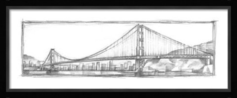 Framed Golden Gate Bridge Sketch Print
