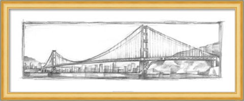 Framed Golden Gate Bridge Sketch Print