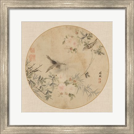 Framed Oriental Bird Silk II Print