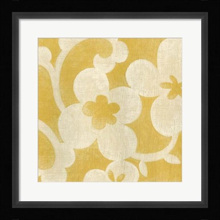 Framed Suzani Silhouette in Yellow I Print