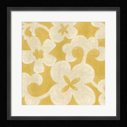 Framed Suzani Silhouette in Yellow II Print