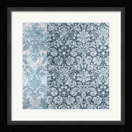 Framed Chambray Damask I Print