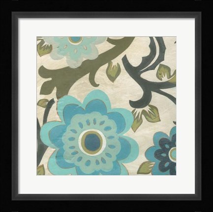 Framed Peacock Blossoms I Print