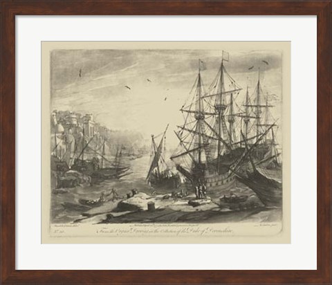 Framed Antique Harbor III Print